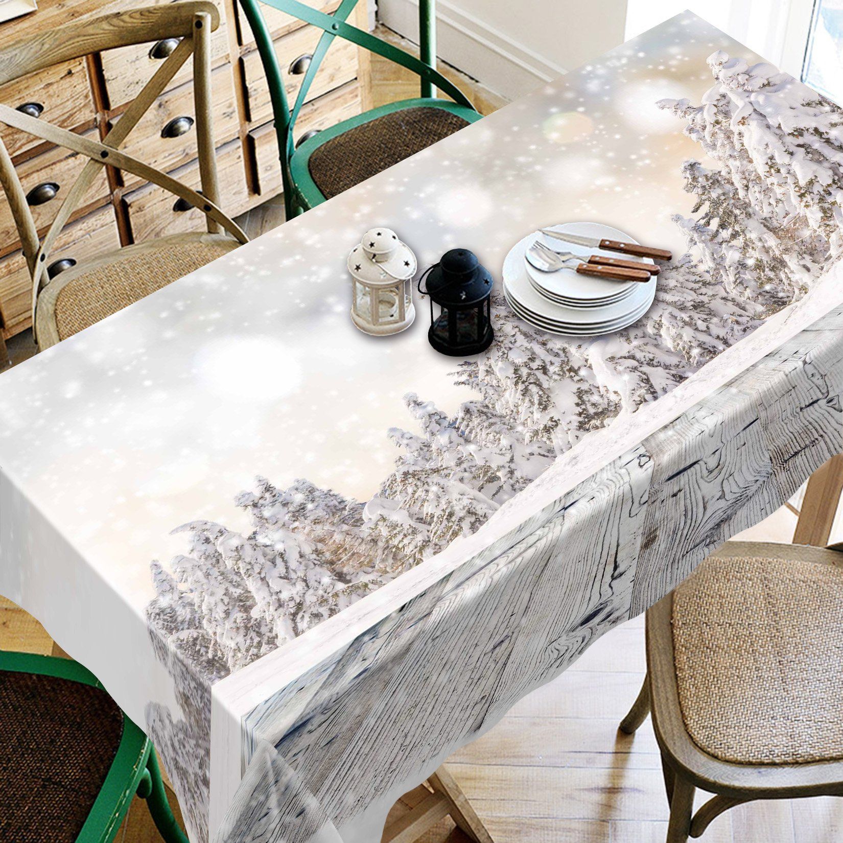3D Snowing Forest 319 Tablecloths Wallpaper AJ Wallpaper 
