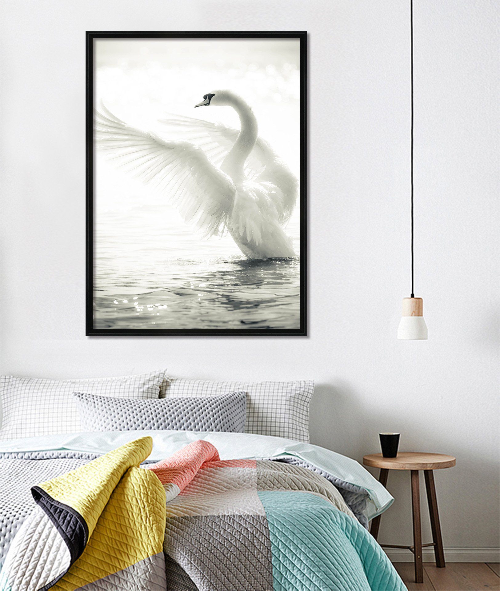 3D Swan Dancing 055 Fake Framed Print Painting Wallpaper AJ Creativity Home 