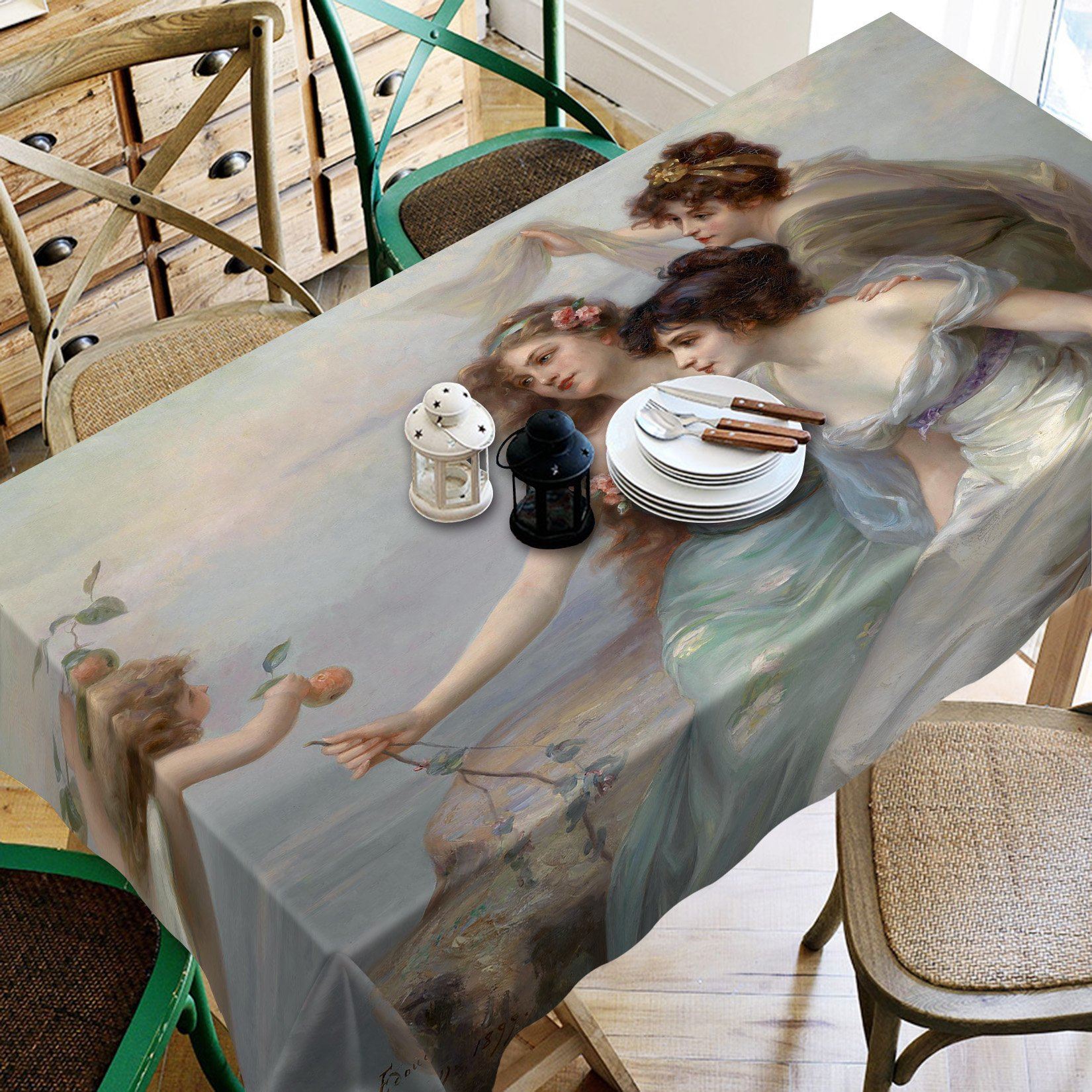 3D Oil Painting Beauty Angels 405 Tablecloths Wallpaper AJ Wallpaper 