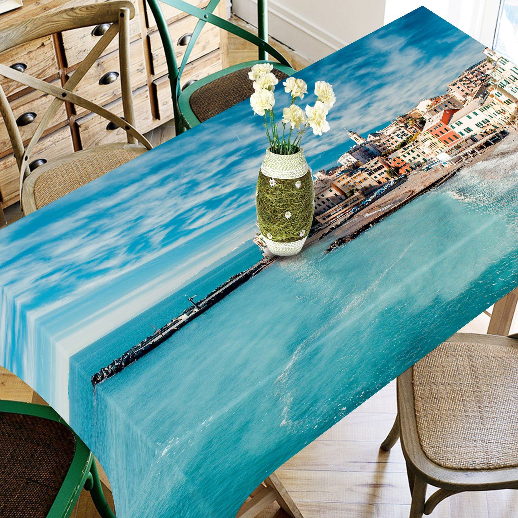 3D Seaside Town 803 Tablecloths Wallpaper AJ Wallpaper 