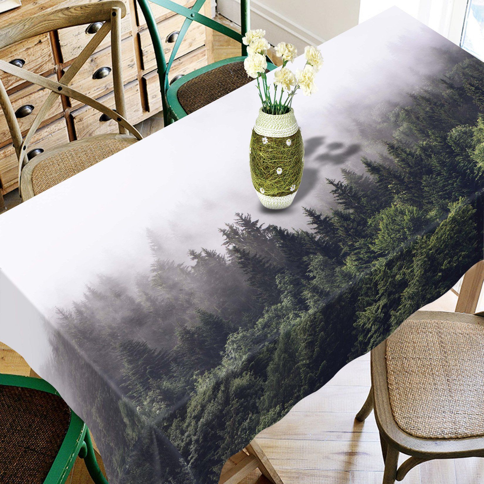 3D Foggy Forest 707 Tablecloths Wallpaper AJ Wallpaper 