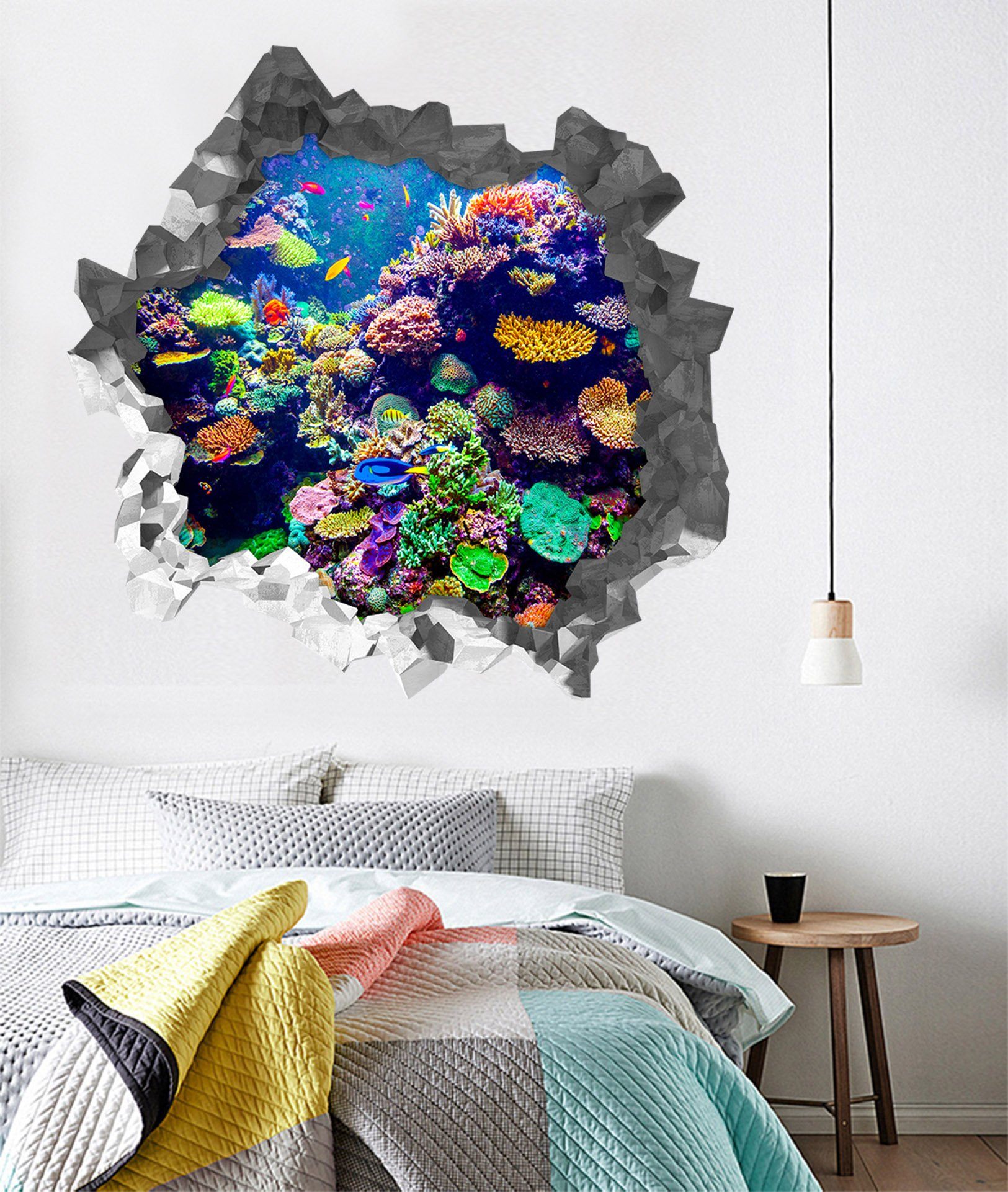 3D Bright Colorful Corals 217 Broken Wall Murals Wallpaper AJ Wallpaper 