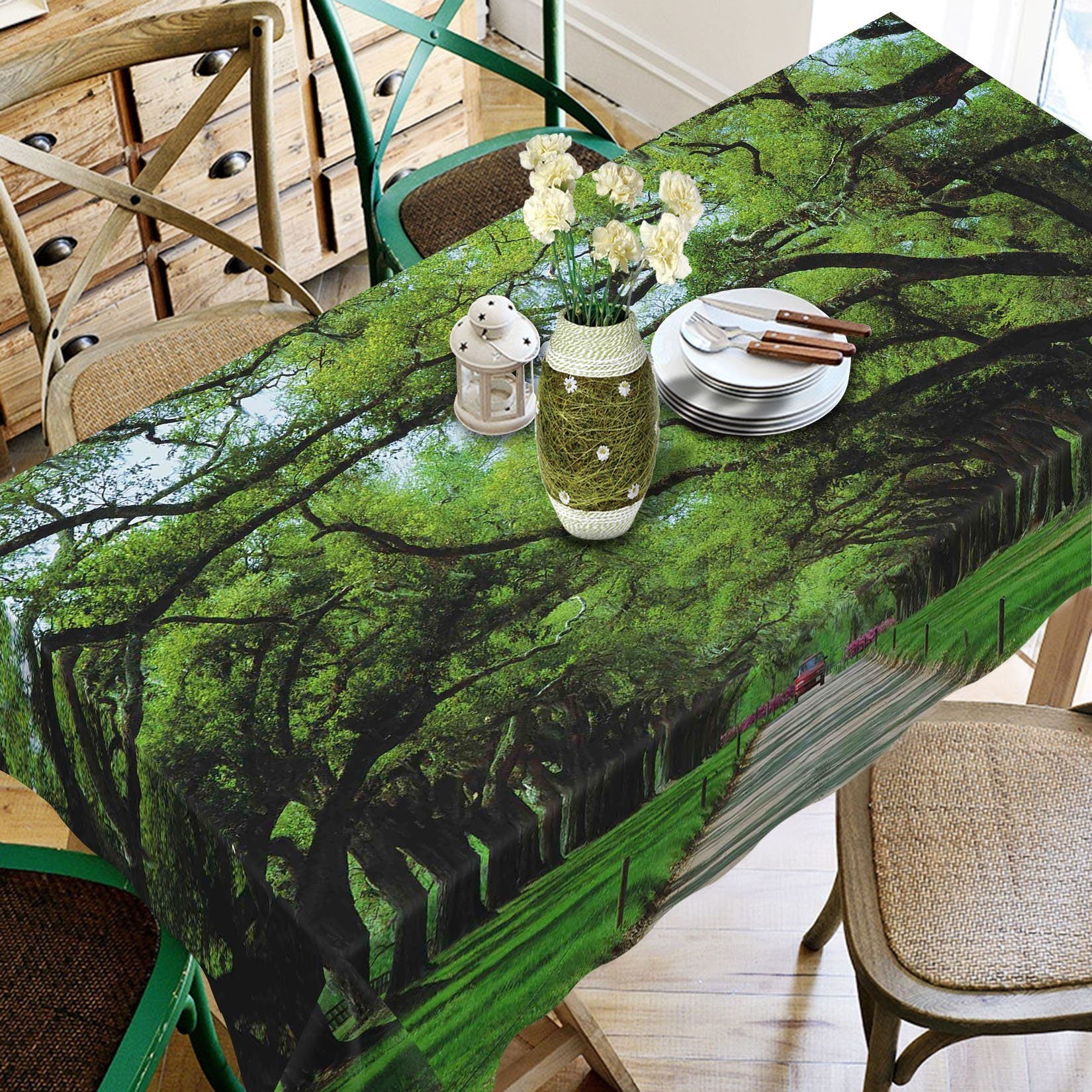 3D Roadside Big Trees 223 Tablecloths Wallpaper AJ Wallpaper 