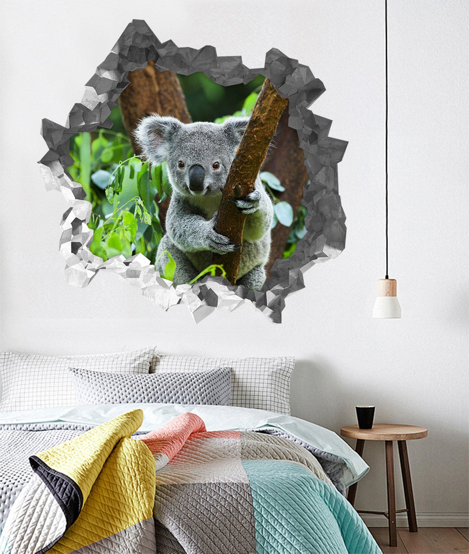 3D Tree Lovely Koala 196 Broken Wall Murals Wallpaper AJ Wallpaper 