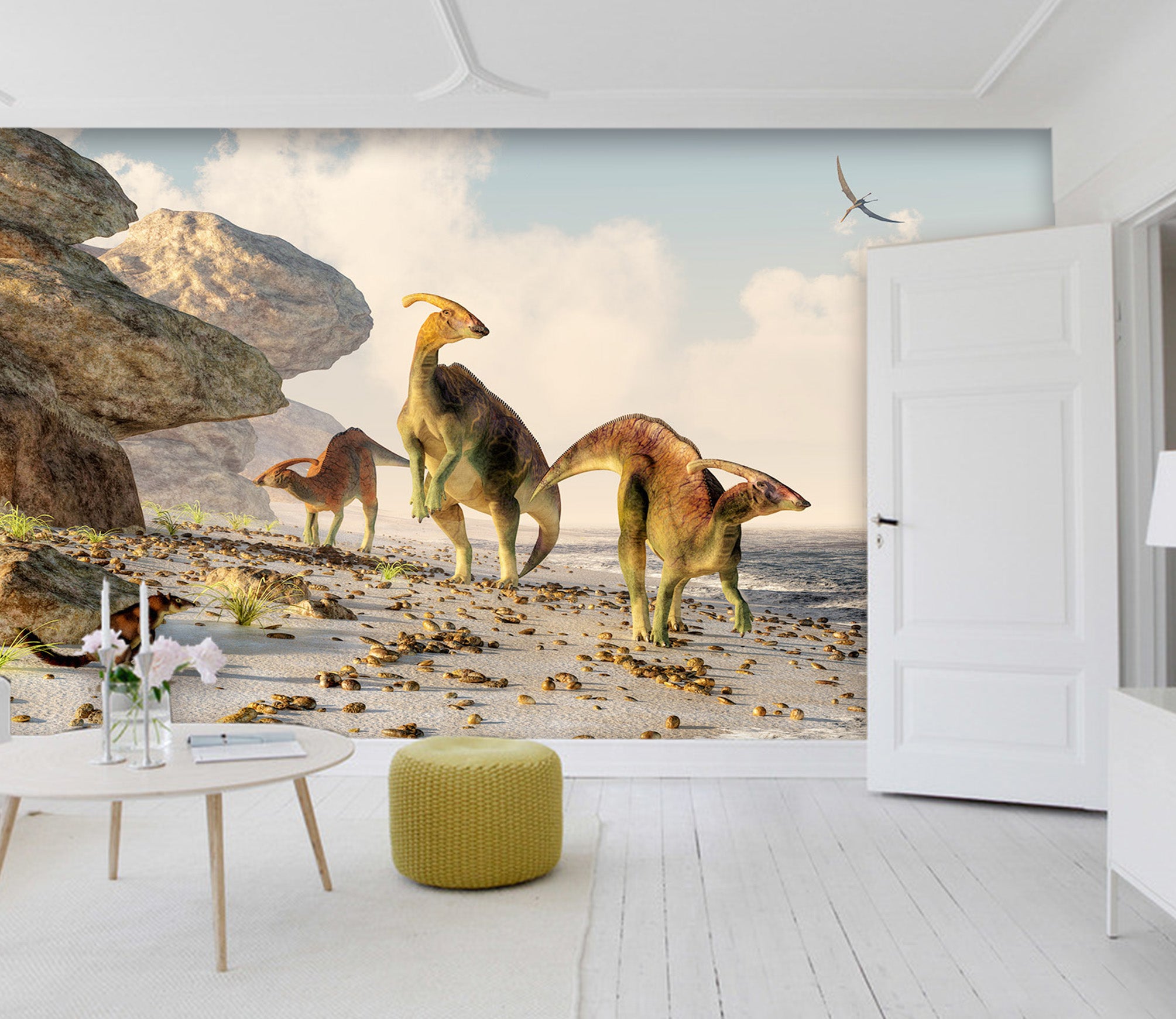 3D Beach Dinosaur 1612 Wall Murals