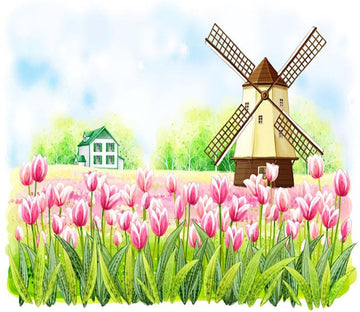 3D Windmill Flower Manor 48 Wallpaper AJ Wallpaper 