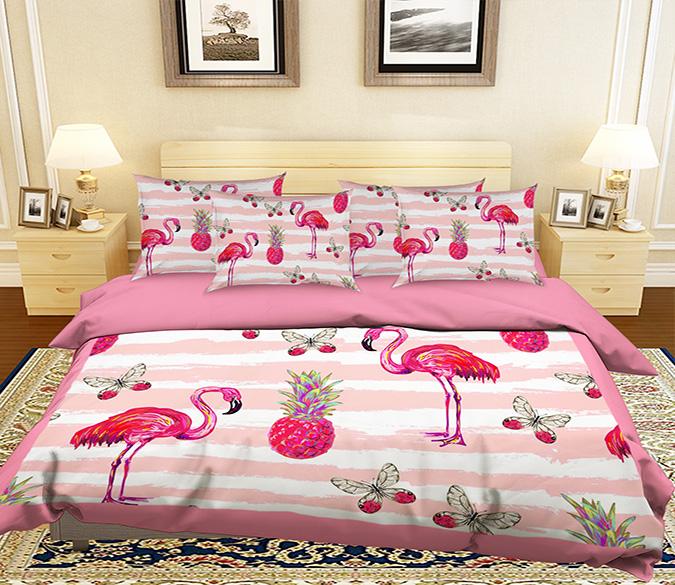 3D Butterfly Flamingo 038 Bed Pillowcases Quilt Wallpaper AJ Wallpaper 