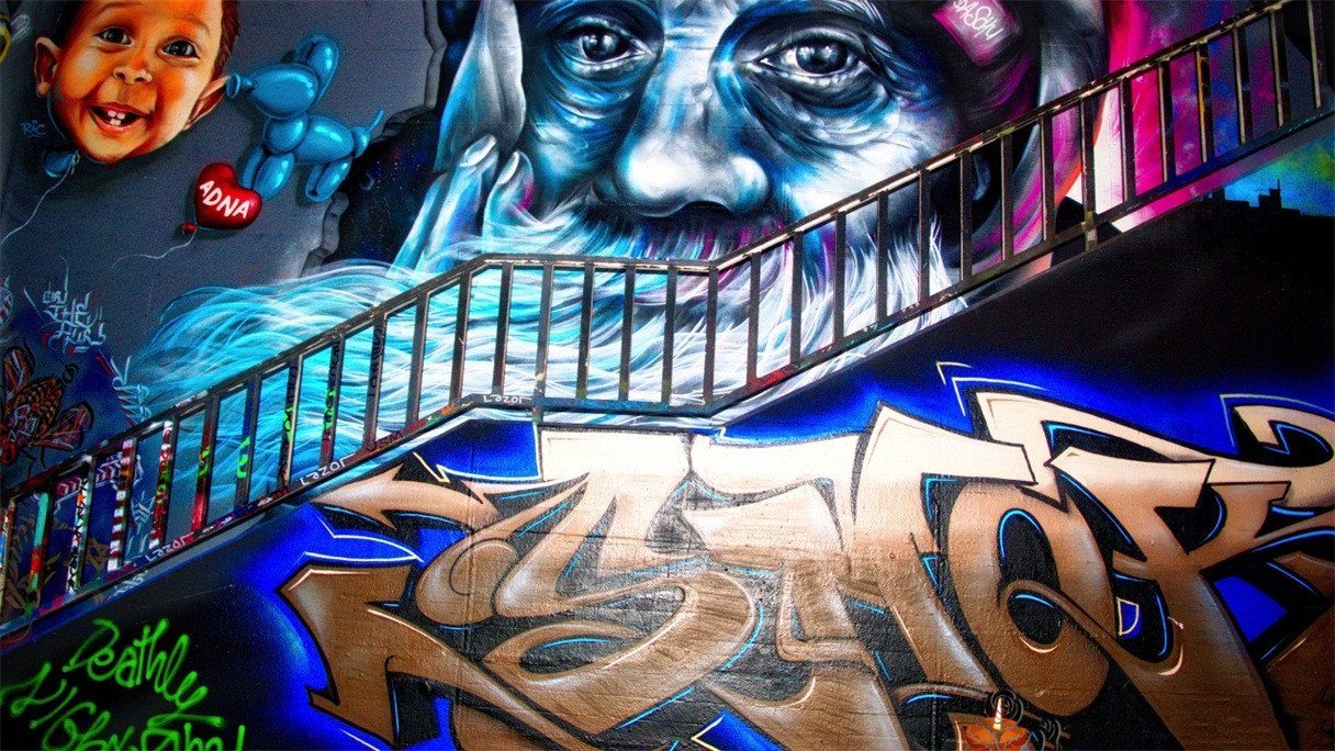 3D Stairway Graffiti 260 Garage Door Mural Wallpaper AJ Wallpaper 