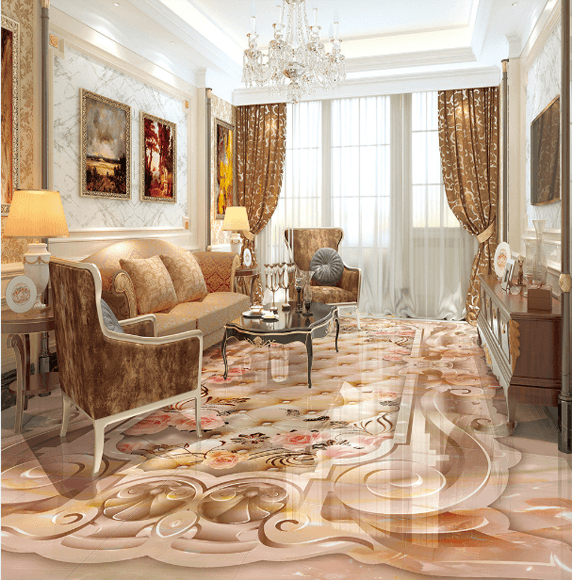 3D Pattern And Flowers Floor Mural Wallpaper AJ Wallpaper 2 
