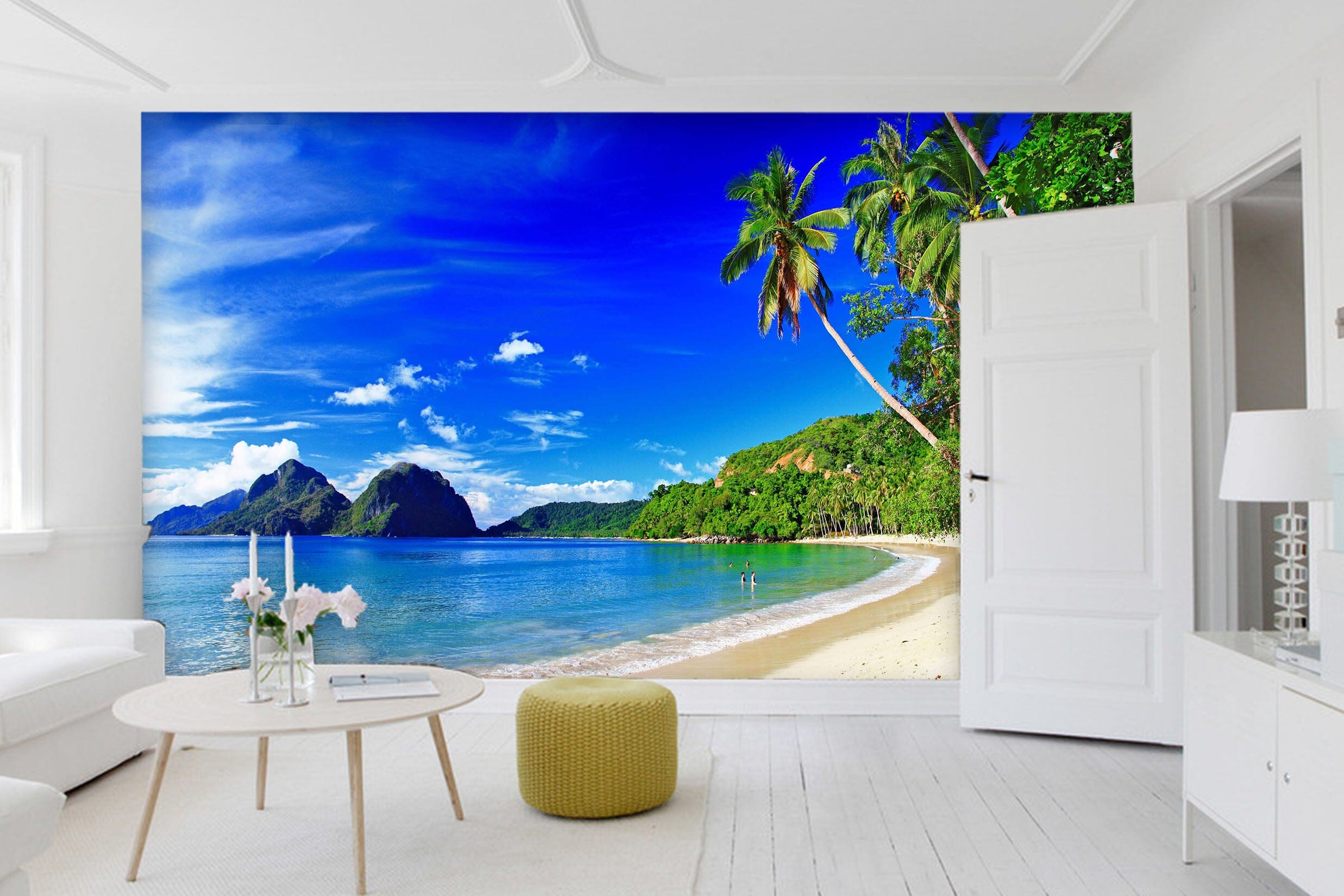3D Sea Coconut Tree 021 Wall Murals Wallpaper AJ Wallpaper 2 
