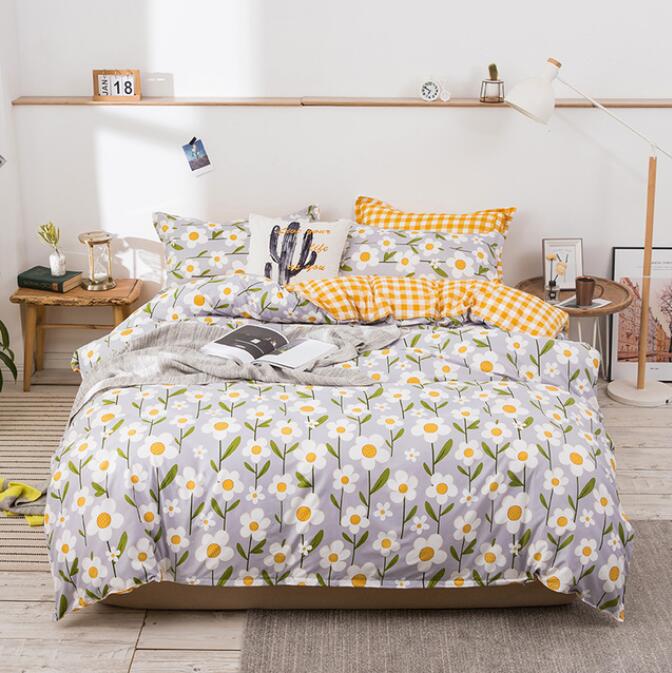 3D Gray Yellow Flowers 13005 Bed Pillowcases Quilt