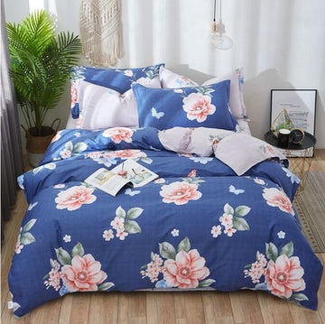 3D Big Flowers On Blue Background 3122 Bed Pillowcases Quilt