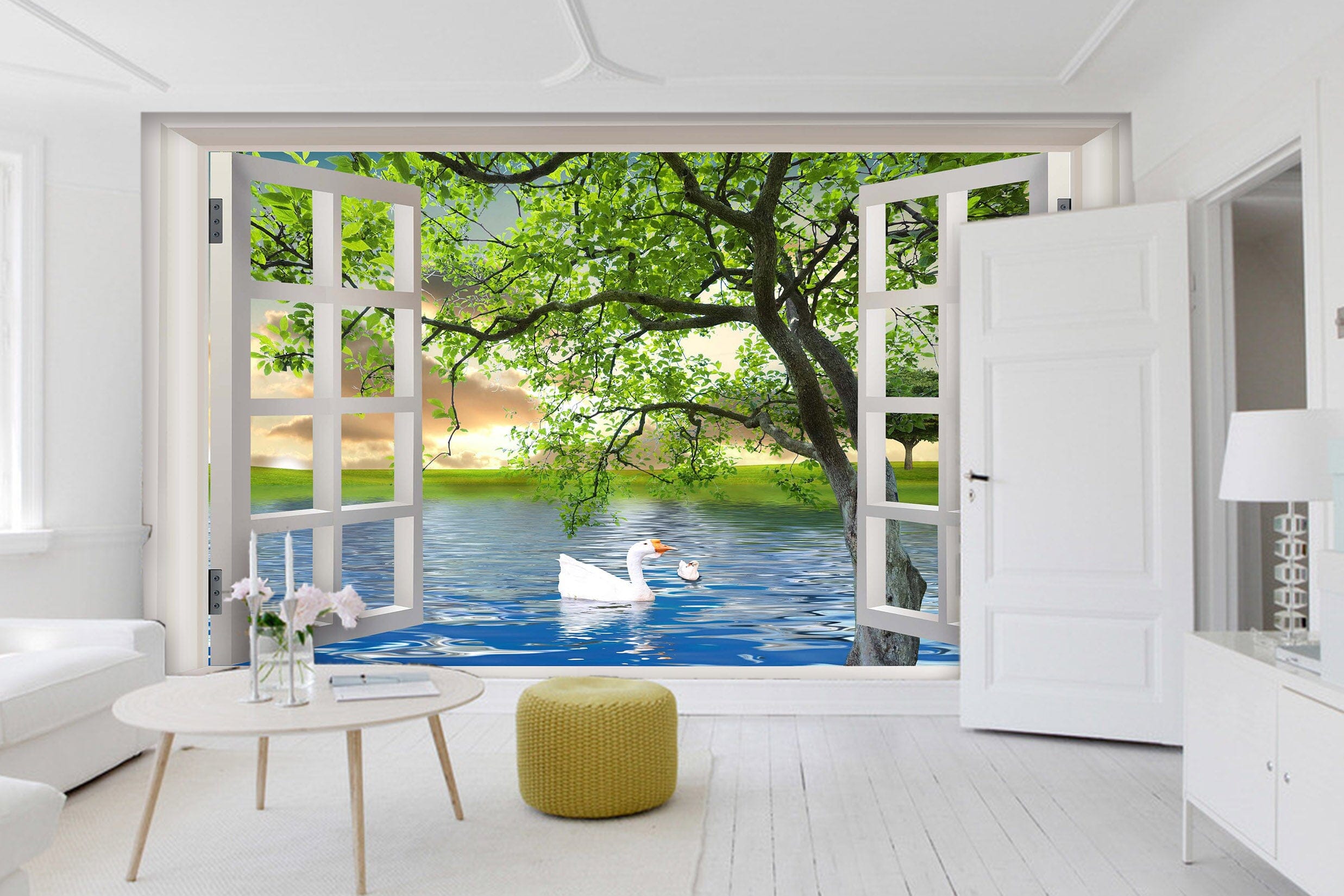 3D Swan Tree 1401 Wall Murals Wallpaper AJ Wallpaper 2 