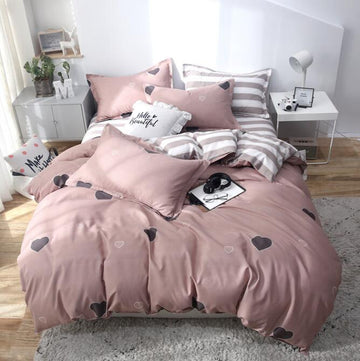 3D Gray Pink Love 4086 Bed Pillowcases Quilt