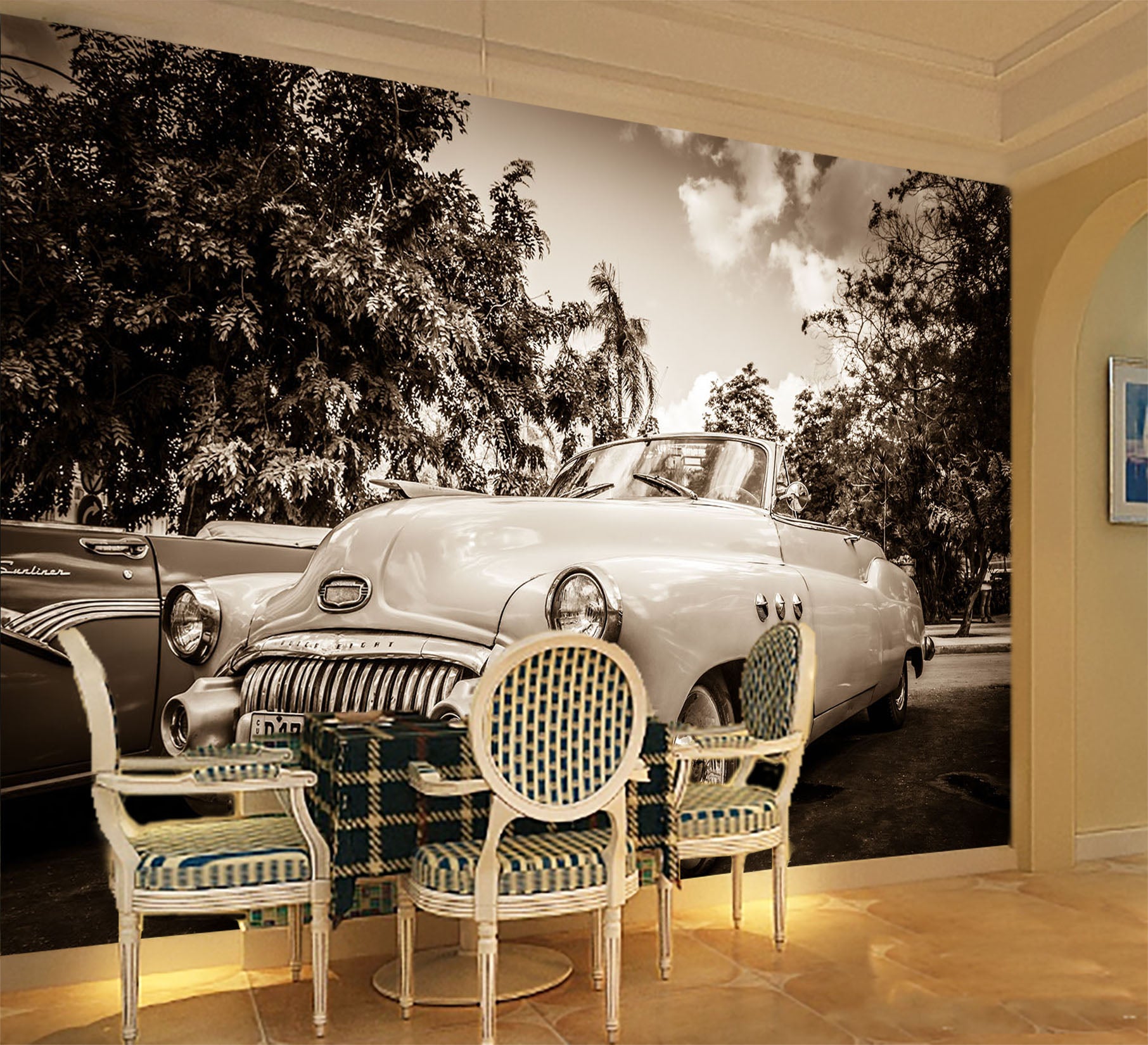 3D Park Convertible 353 Vehicle Wall Murals