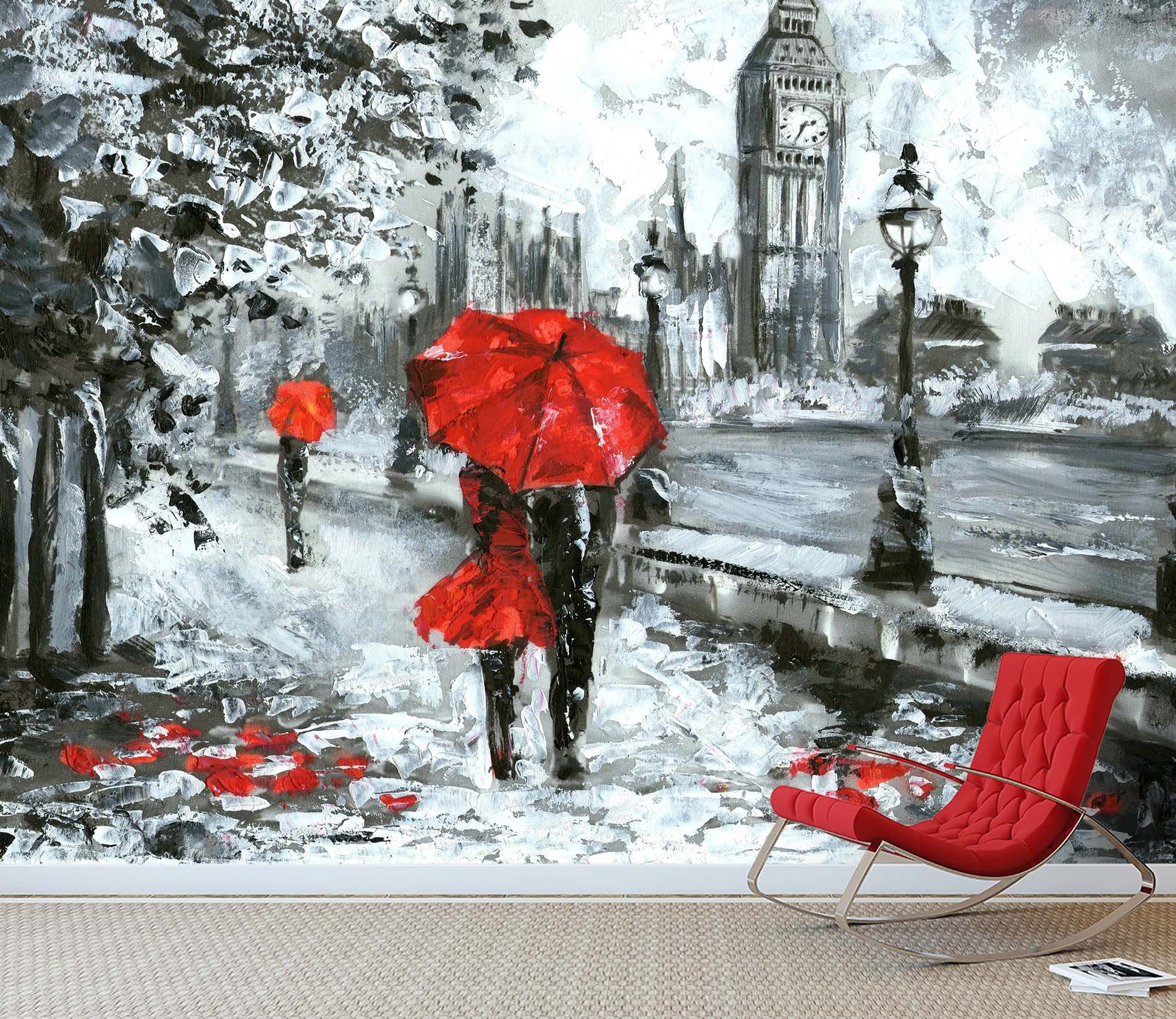3D Doodle Couple Umbrella 726 Wallpaper AJ Wallpaper 