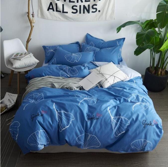 3D Blue Background Line Ginkgo Biloba 2058 Bed Pillowcases Quilt
