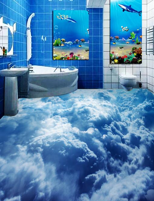 3D Rolling Clouds Floor Mural Wallpaper AJ Wallpaper 2 