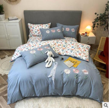 3D Blue Flowers 40198 Bed Pillowcases Quilt