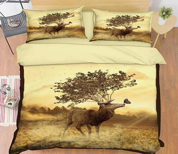 3D Deer Tree 129 Bed Pillowcases Quilt Wallpaper AJ Wallpaper 