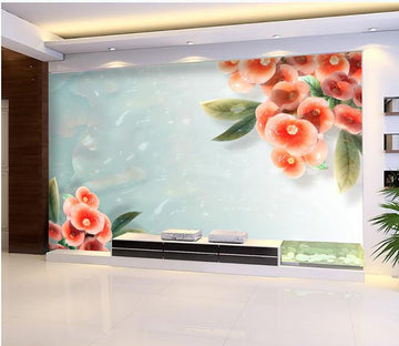 3D Jade sculpture red flower Wallpaper AJ Wallpaper 1 