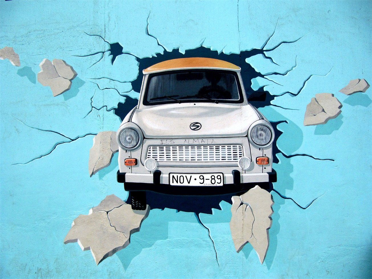 3D Car Hitting Wall 264 Garage Door Mural Wallpaper AJ Wallpaper 