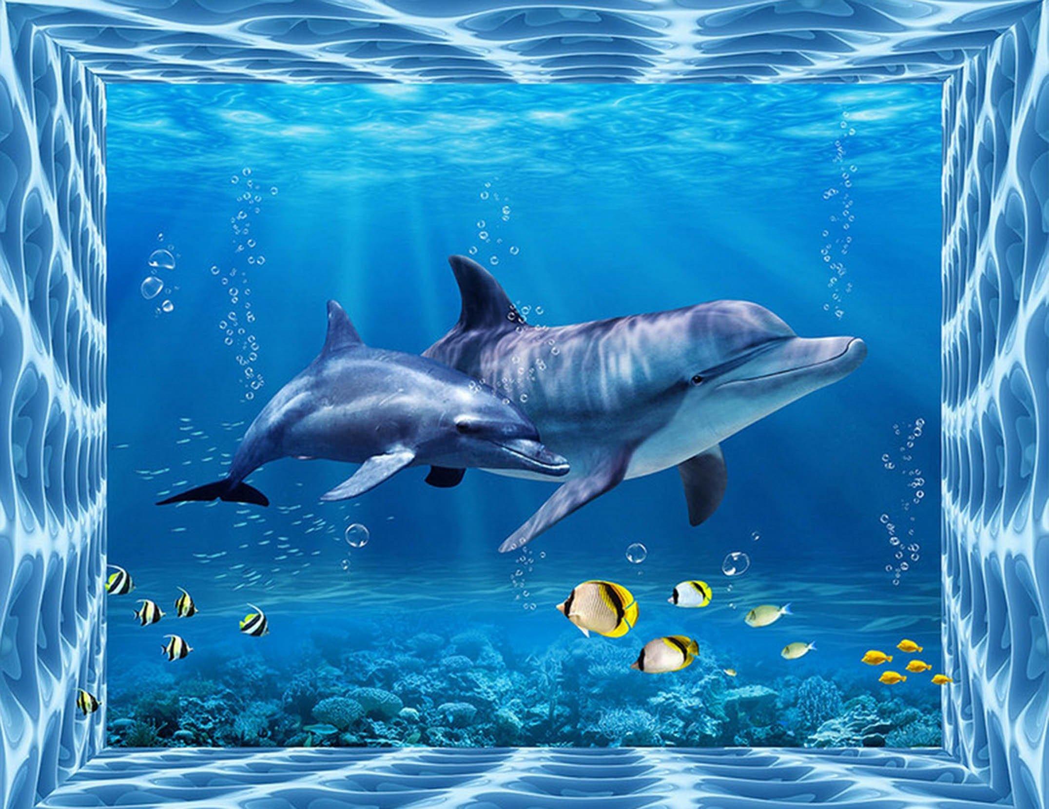 3D Ocean Dolphins 41 Garage Door Mural Wallpaper AJ Wallpaper 