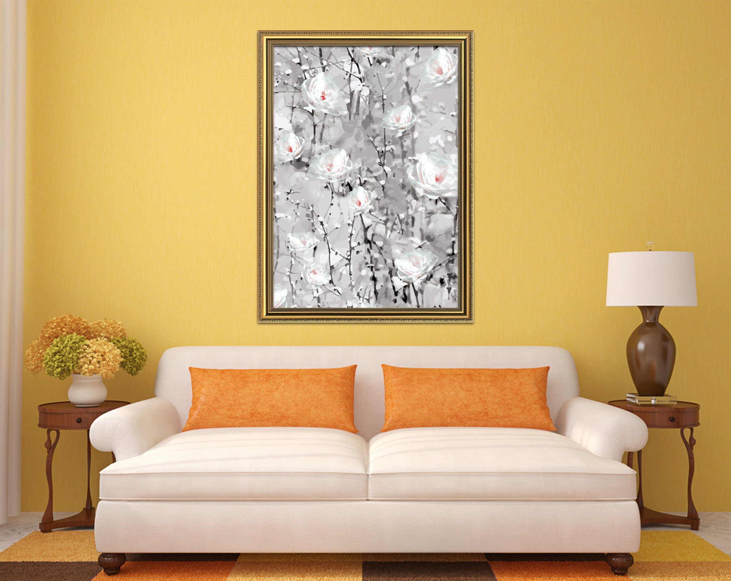 3D White Flower 071 Fake Framed Print Painting Wallpaper AJ Creativity Home 