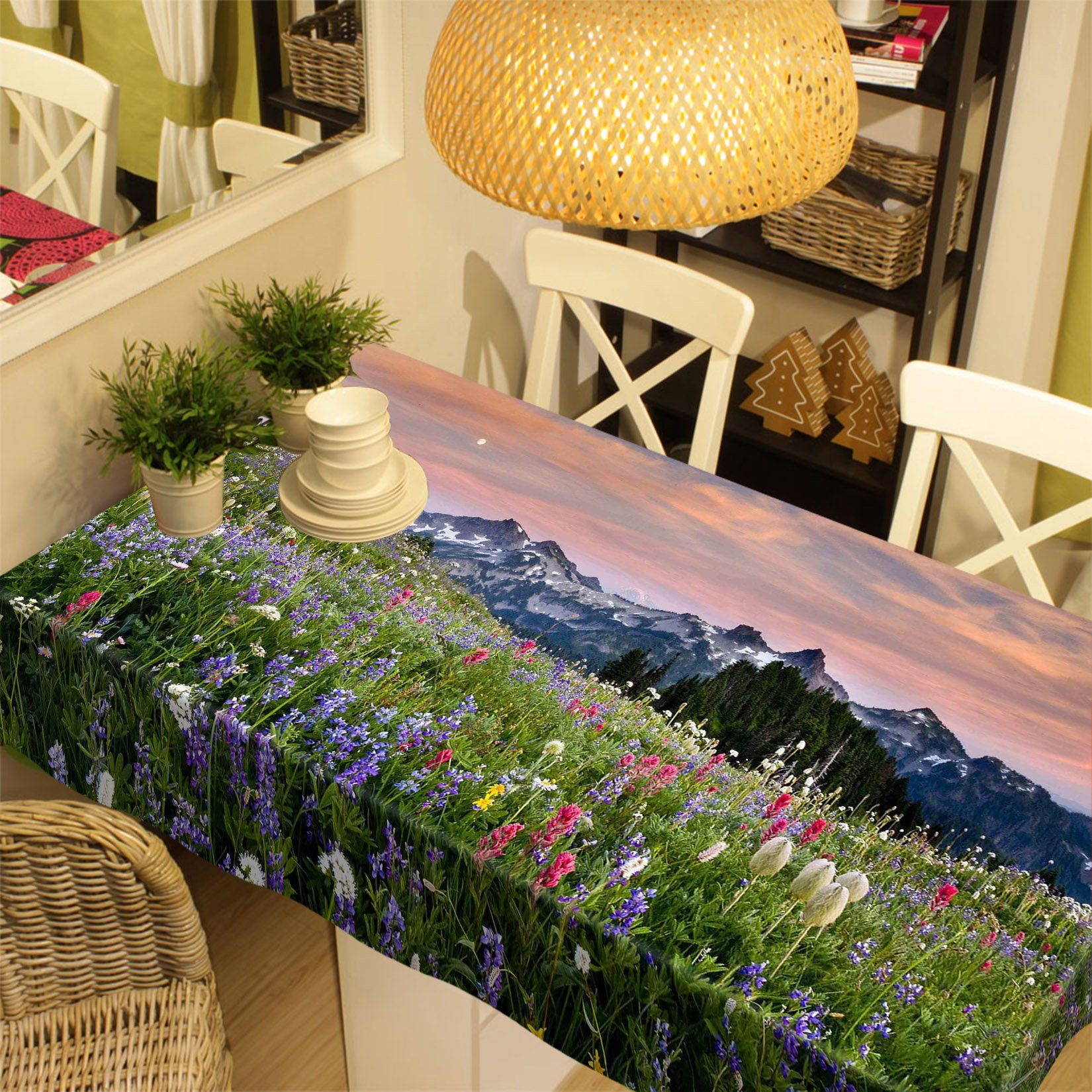 3D Mountain Wildflowers 307 Tablecloths Wallpaper AJ Wallpaper 