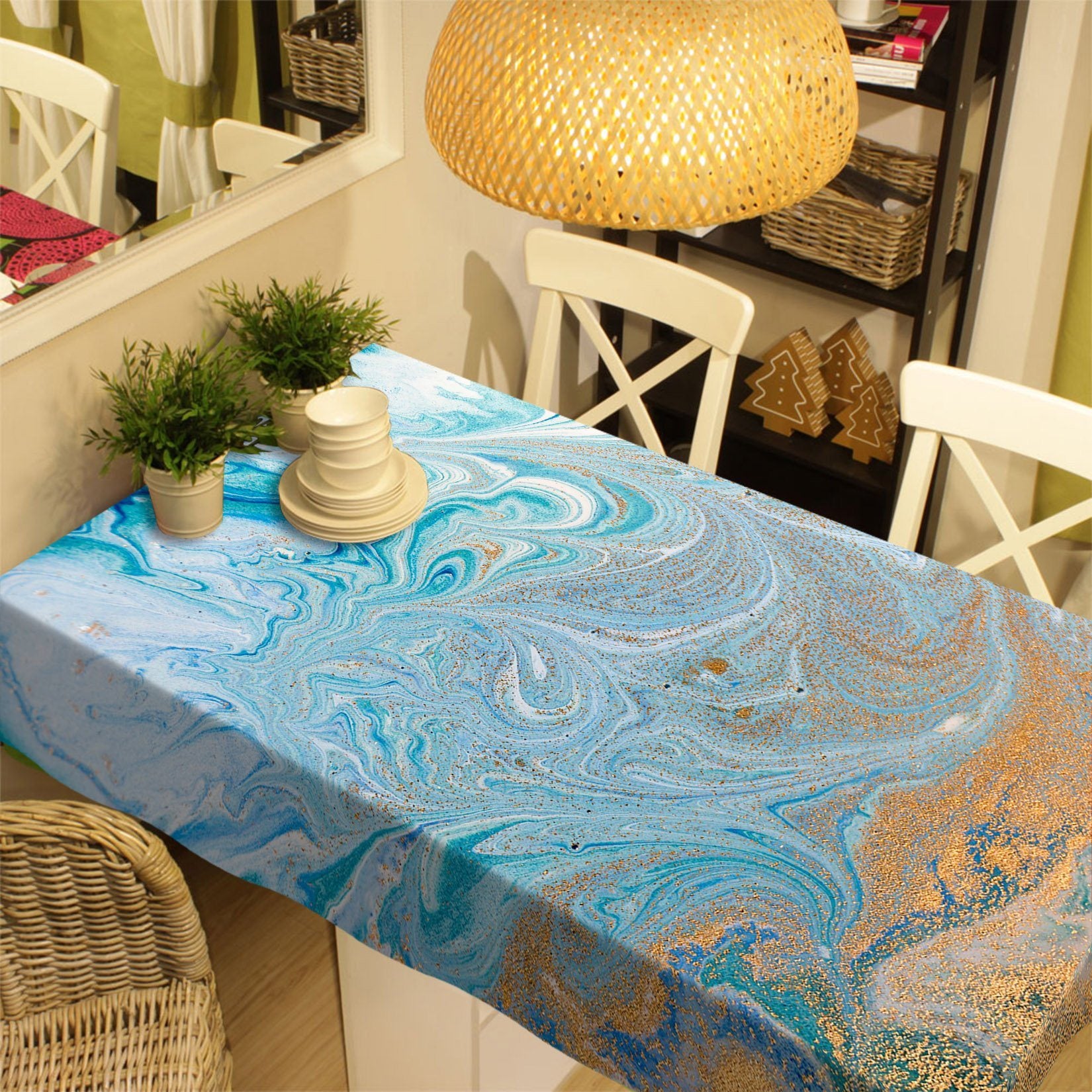 3D Abstract Painted Light Blue 57 Tablecloths Wallpaper AJ Wallpaper 