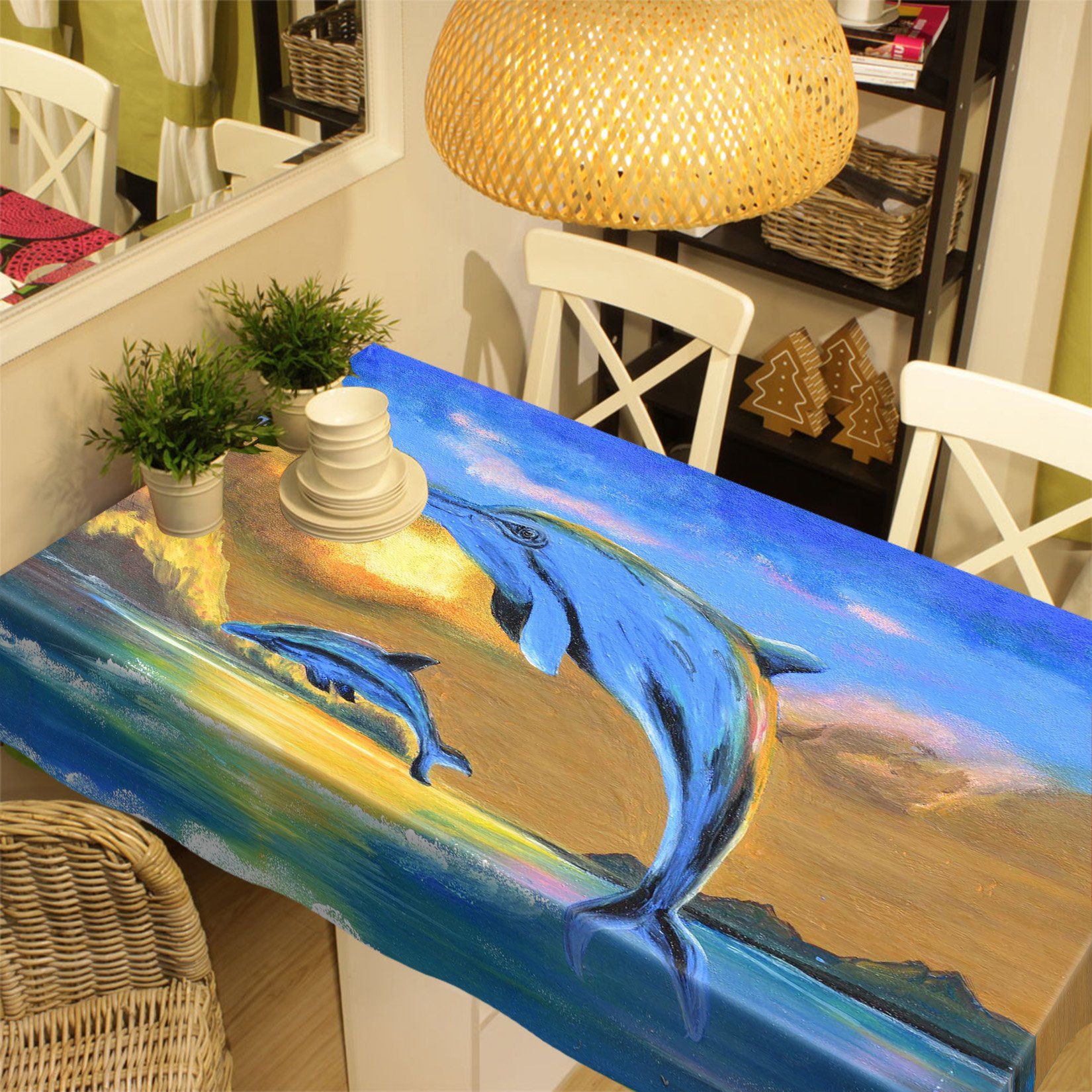3D Dolphins Painting 575 Tablecloths Wallpaper AJ Wallpaper 