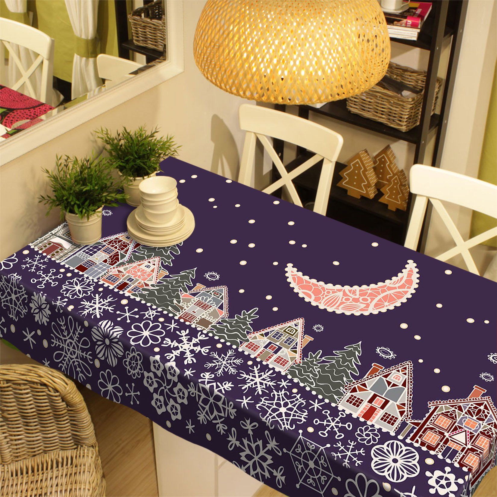 3D Cartoon Moon Lace 29 Tablecloths Tablecloths AJ Creativity Home 