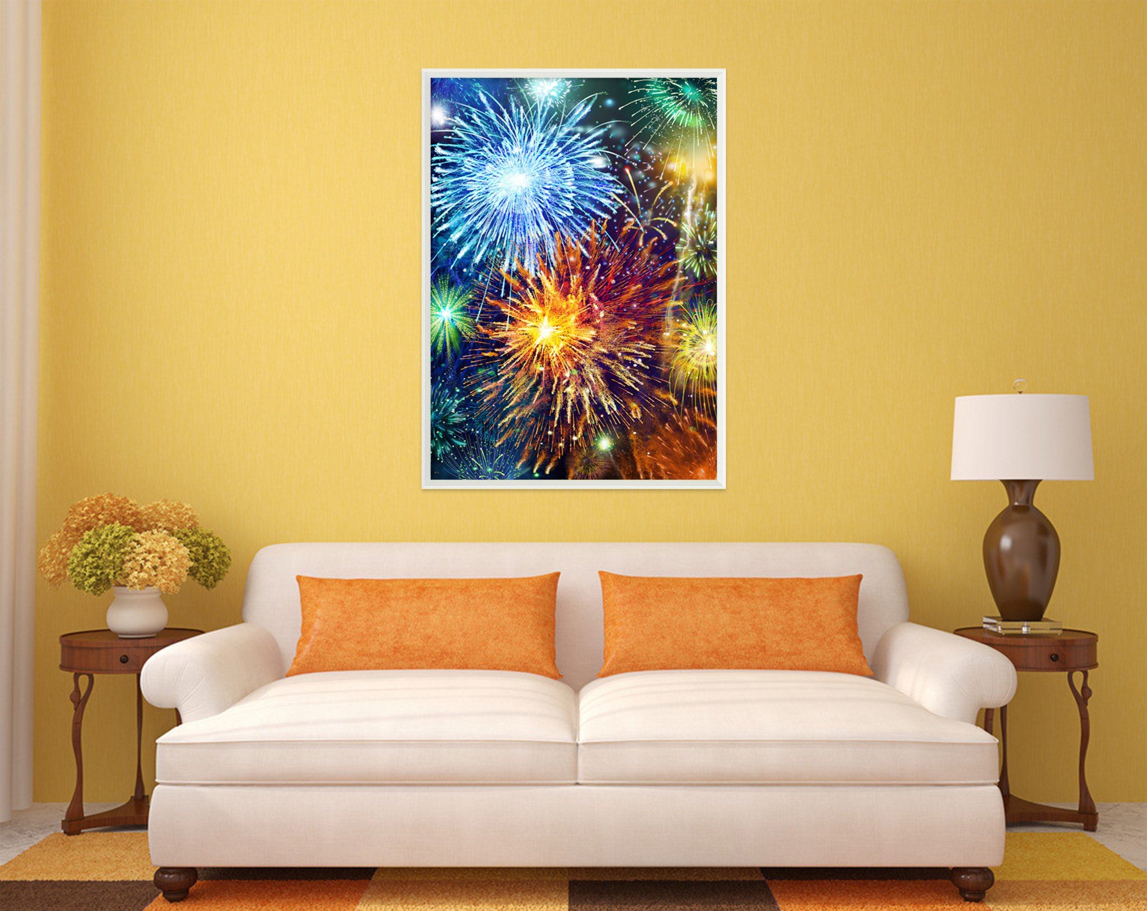 3D Beautiful Fireworks 027 Fake Framed Print Painting Wallpaper AJ Creativity Home 