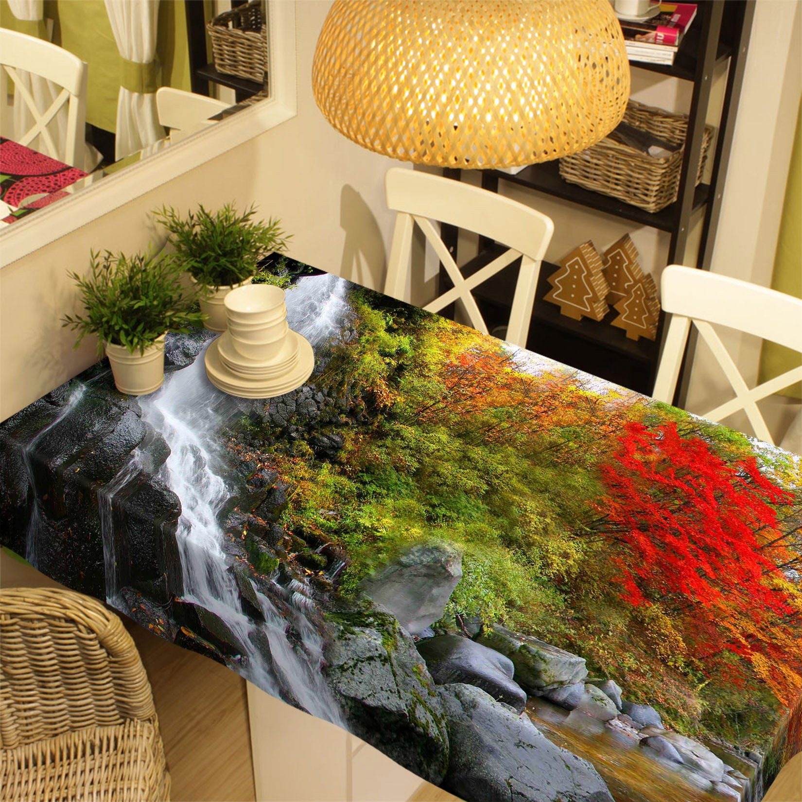 3D Forest Waterfall 260 Tablecloths Wallpaper AJ Wallpaper 