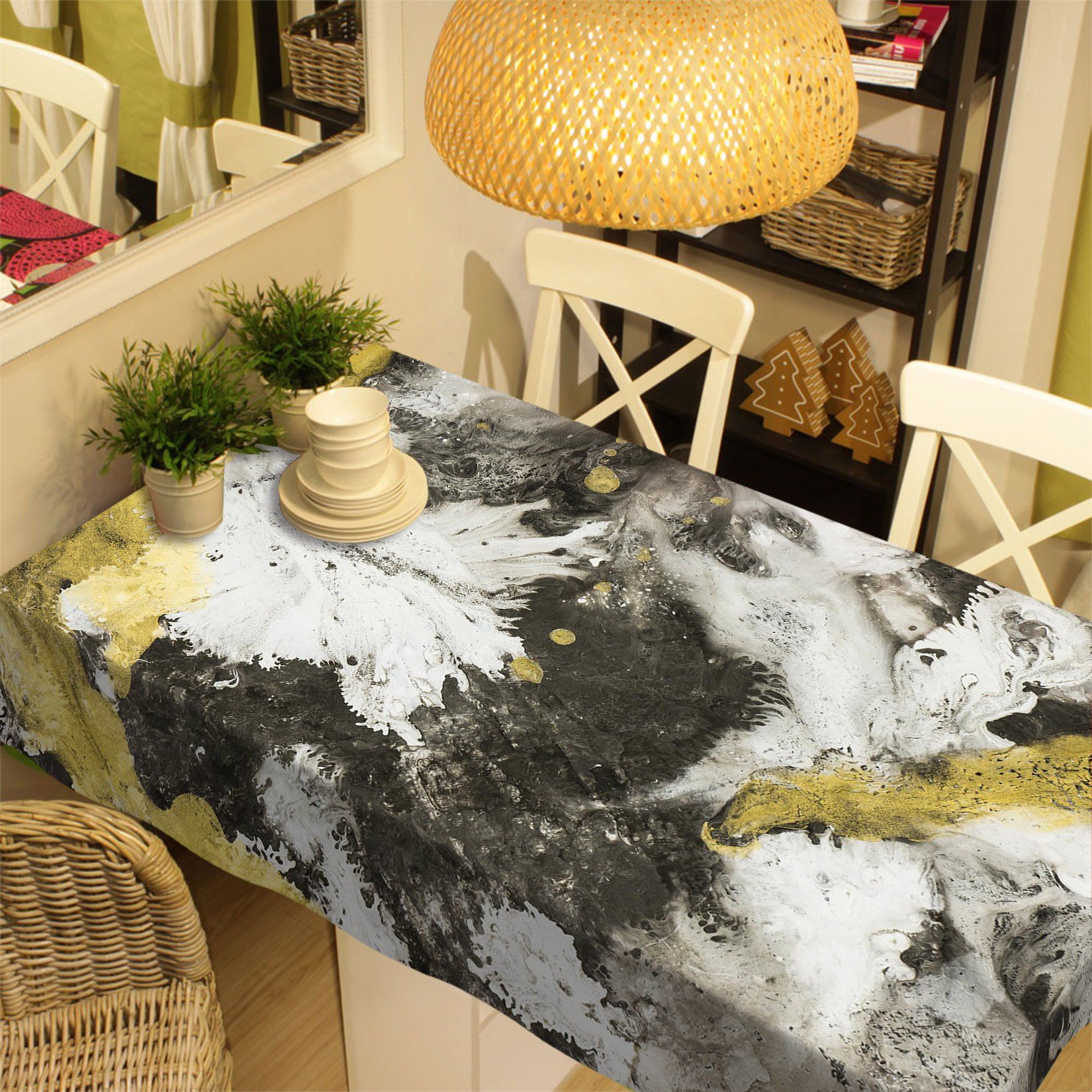 3D Abstract Black And White 27 Tablecloths Wallpaper AJ Wallpaper 