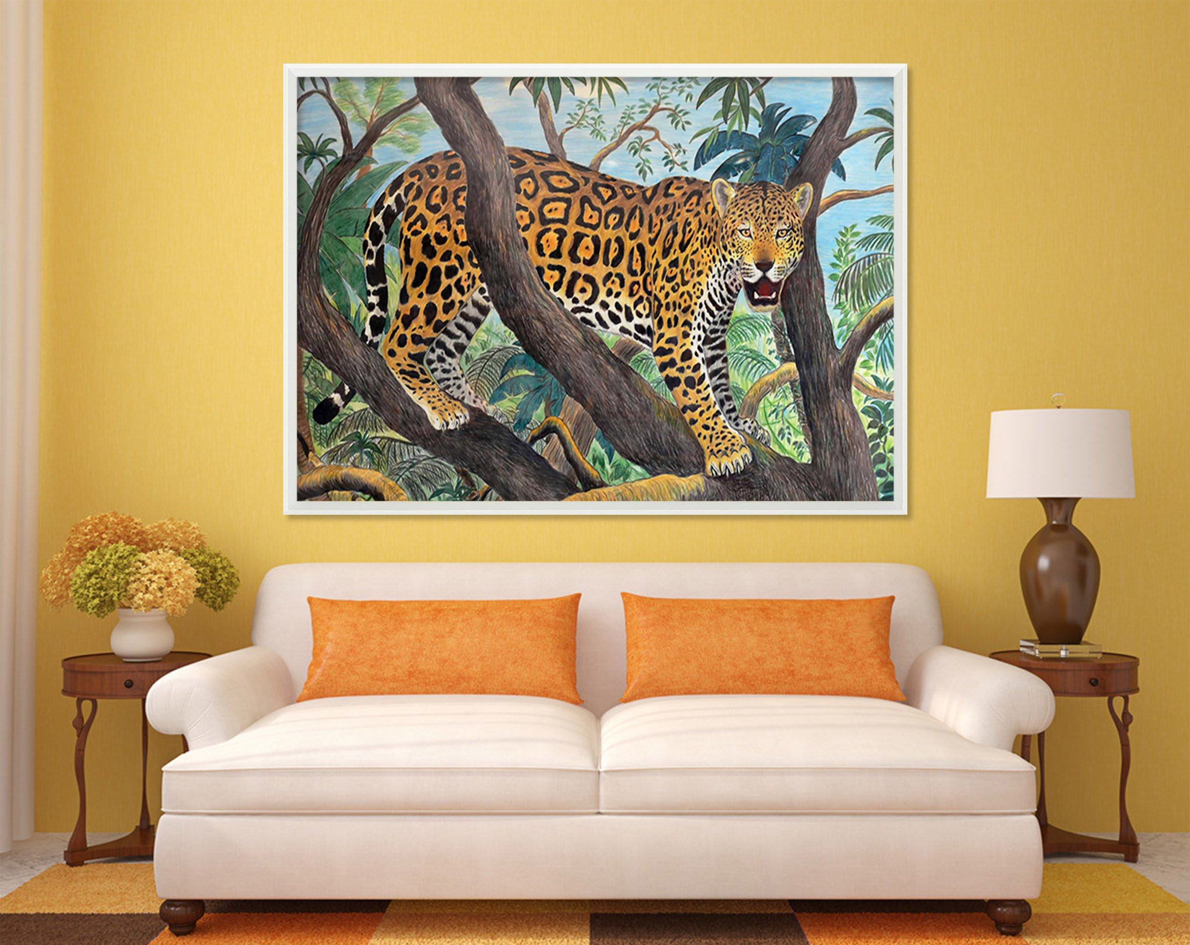 3D Big Leopard 077 Fake Framed Print Painting Wallpaper AJ Creativity Home 