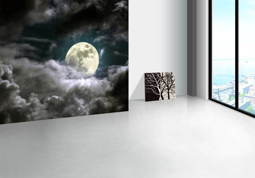 Cloudy Full Moon 1 Wallpaper AJ Wallpaper 