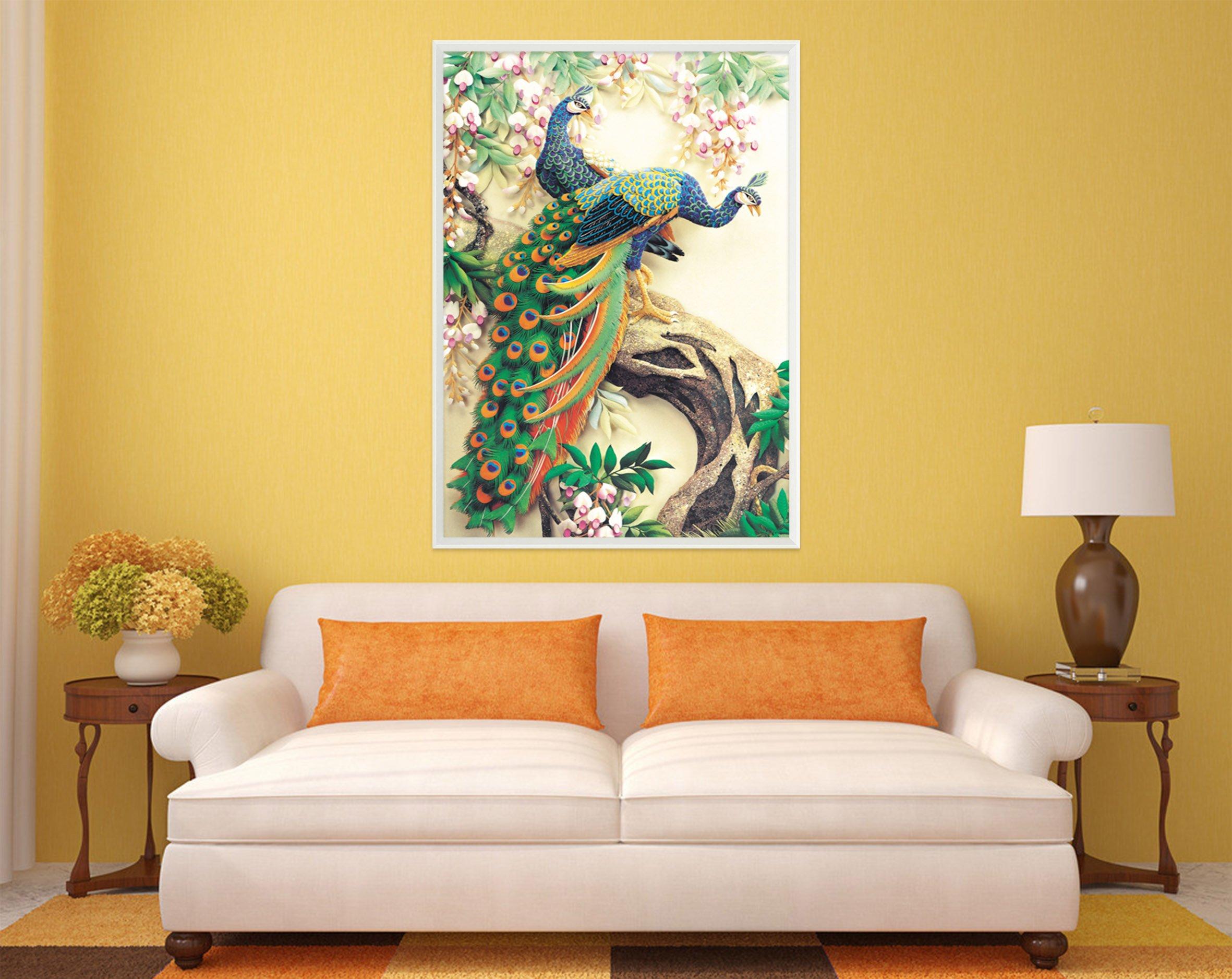 3D Beautiful Peacock 084 Fake Framed Print Painting Wallpaper AJ Creativity Home 
