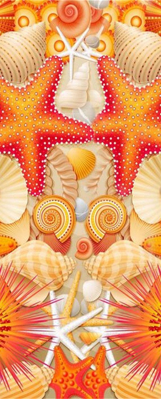 3D orange starfish oil painting door mural Wallpaper AJ Wallpaper 