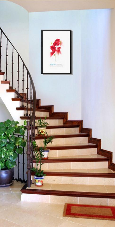 3D stairs flowerpot door mural Wallpaper AJ Wallpaper 