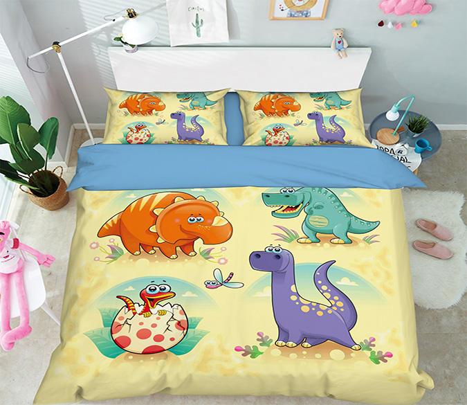 3D Dinosaur Cartoon 051 Bed Pillowcases Quilt Wallpaper AJ Wallpaper 