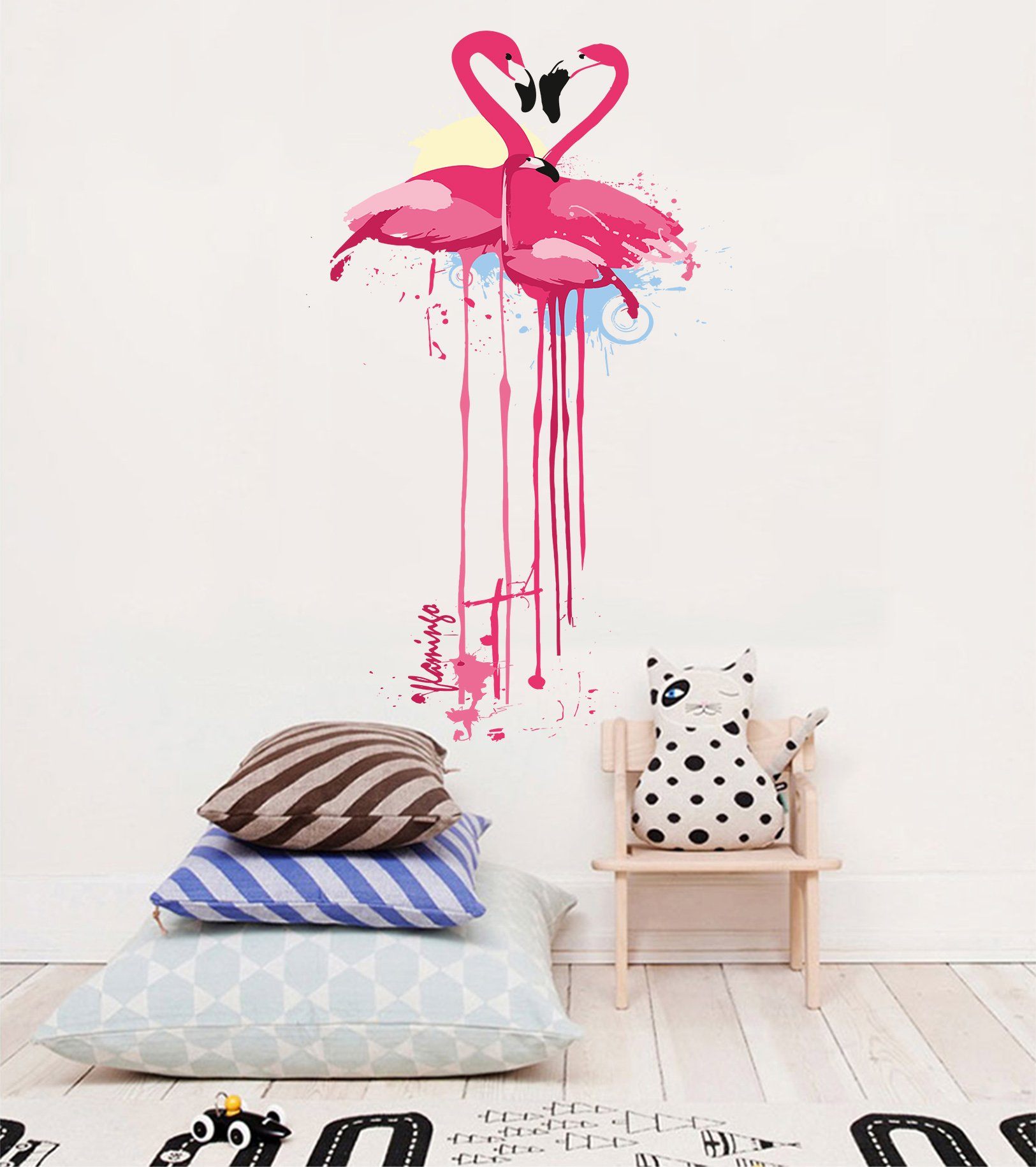 3D Graffiti Flamingo 060 Wall Stickers Wallpaper AJ Wallpaper 