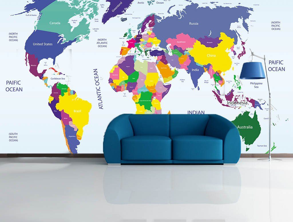 Colored World Map 1 Wallpaper AJ Wallpaper 