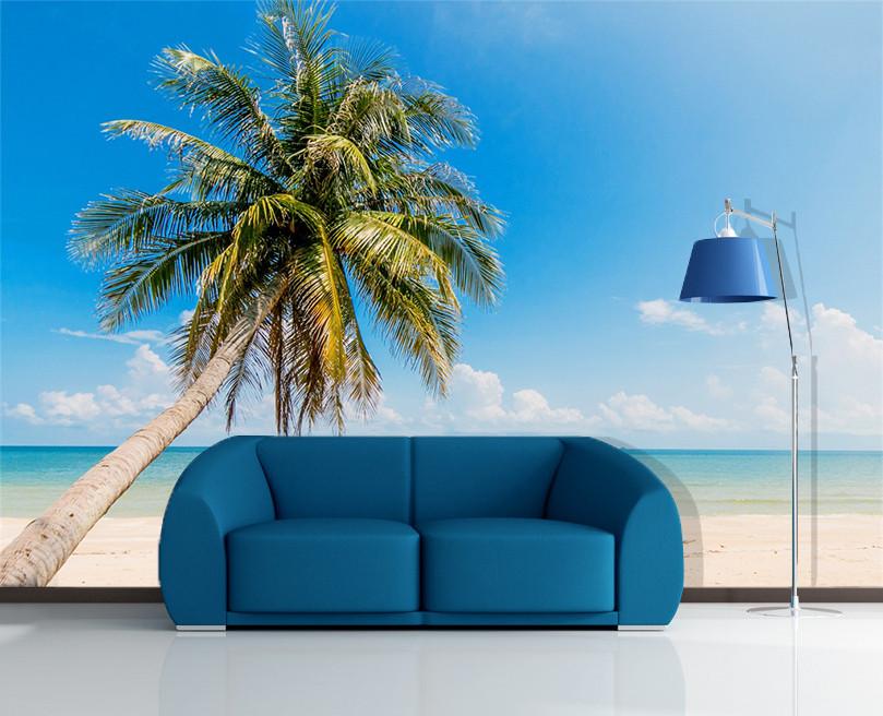 3D Ocean Beach Coconut Tree 23 Wallpaper AJ Wallpaper 