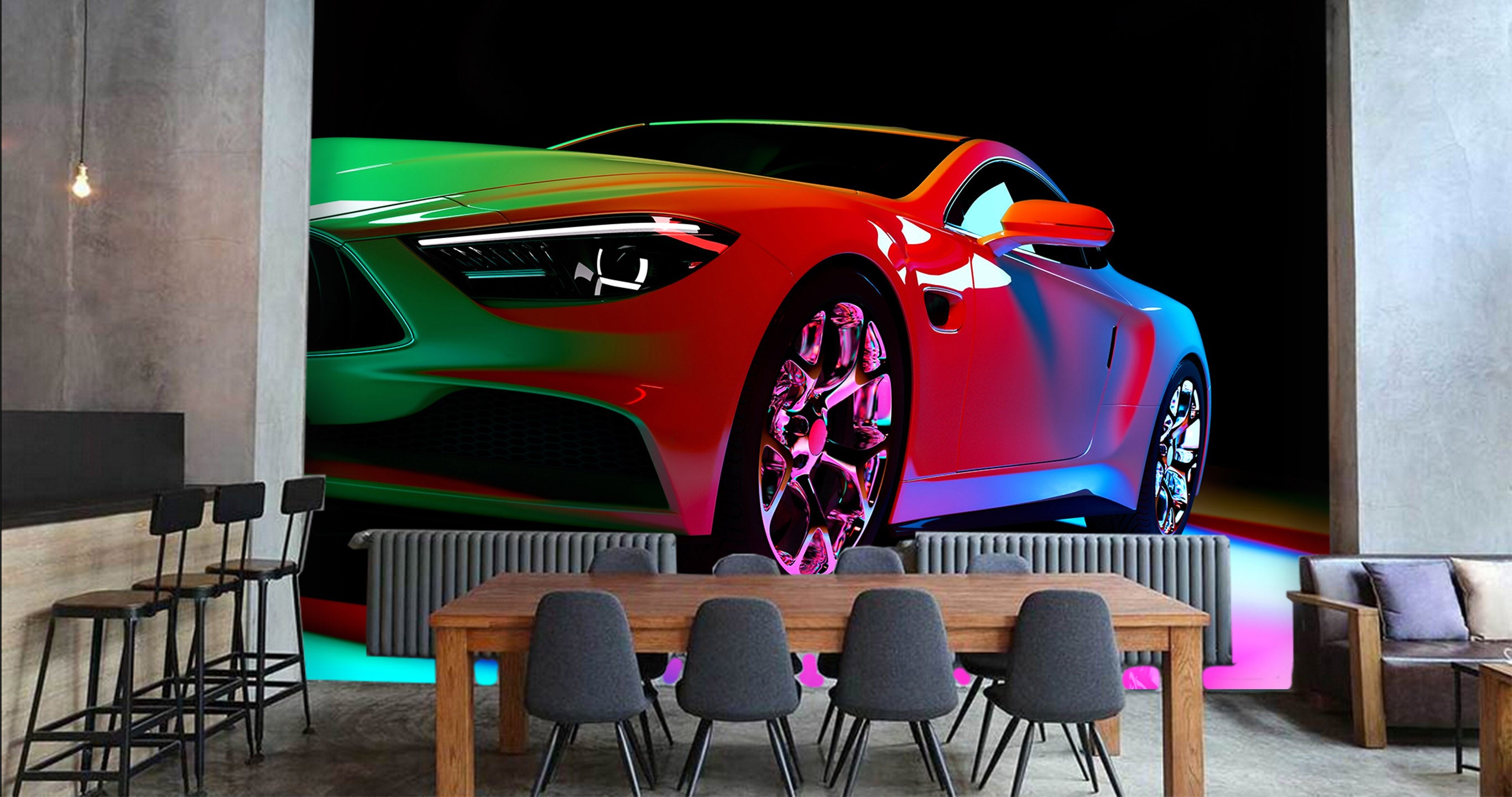3D Colorful Luxury Car 374 Vehicle Wall Murals