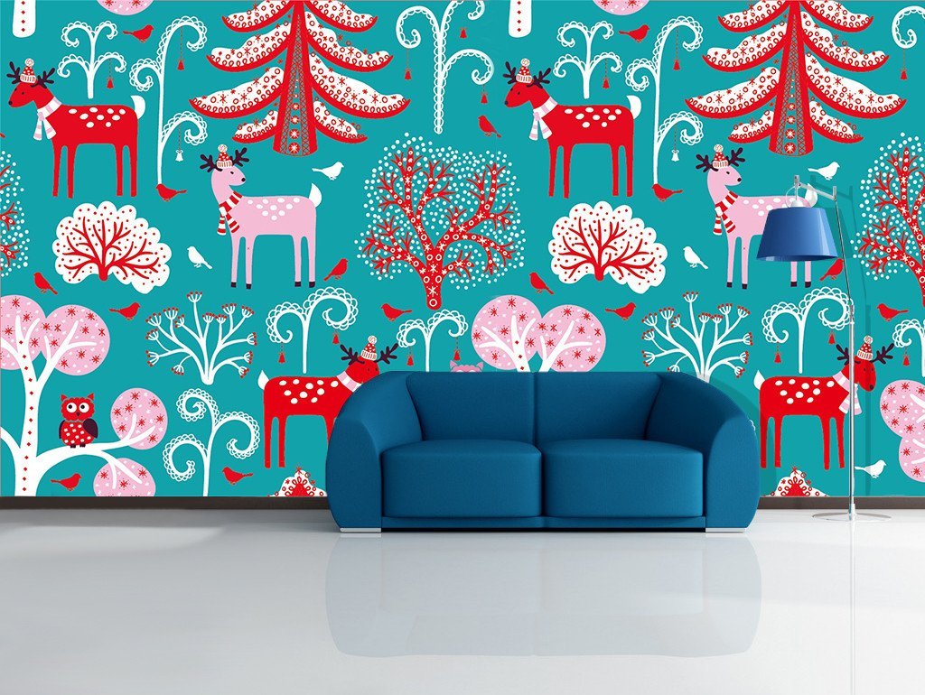 3D Christmas Deer And Tree 567 Wallpaper AJ Wallpaper 