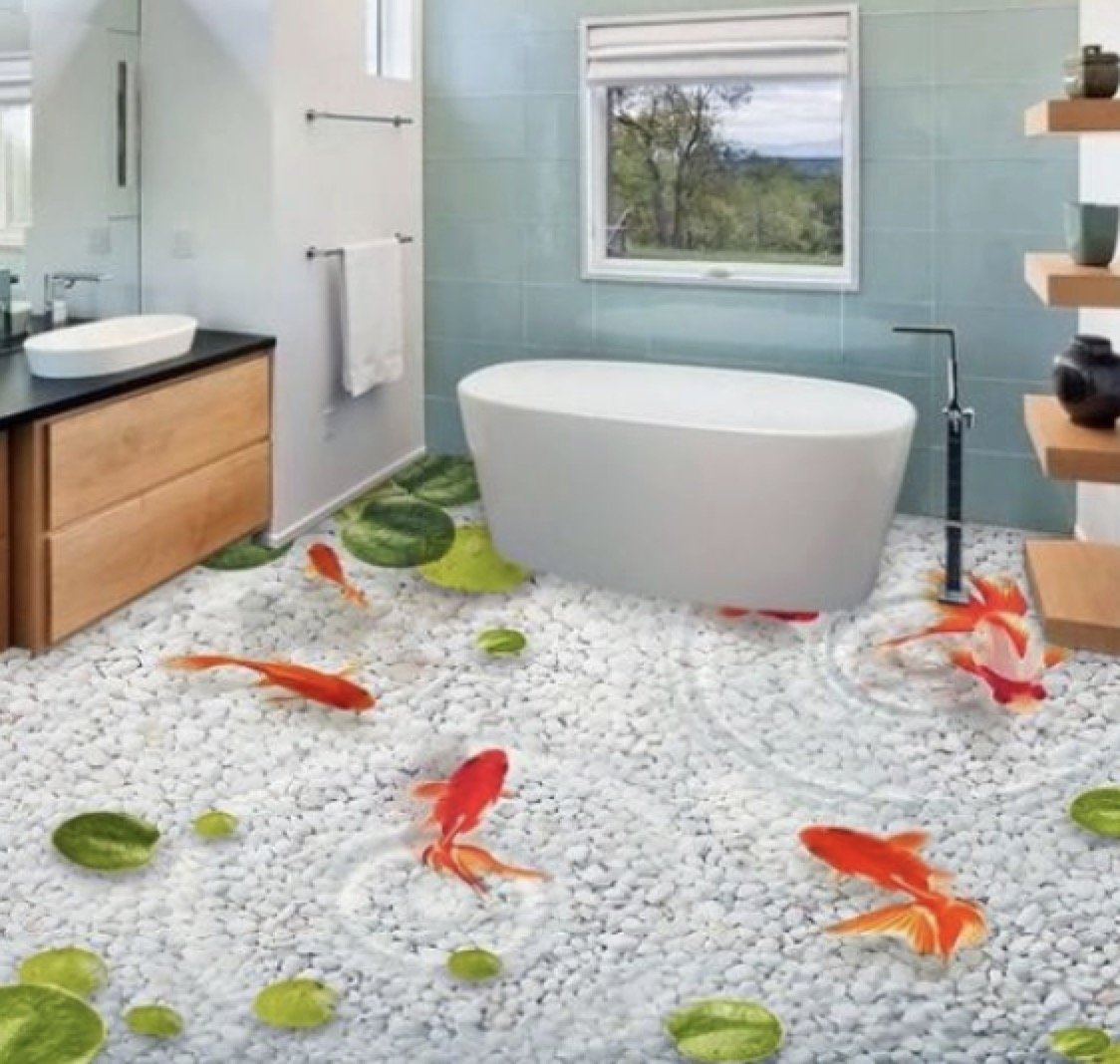 3D Goldfish Floor Mural Wallpaper AJ Wallpaper 2 