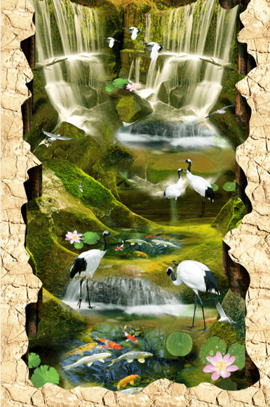 3D Cranes Floor Mural Wallpaper AJ Wallpaper 2 