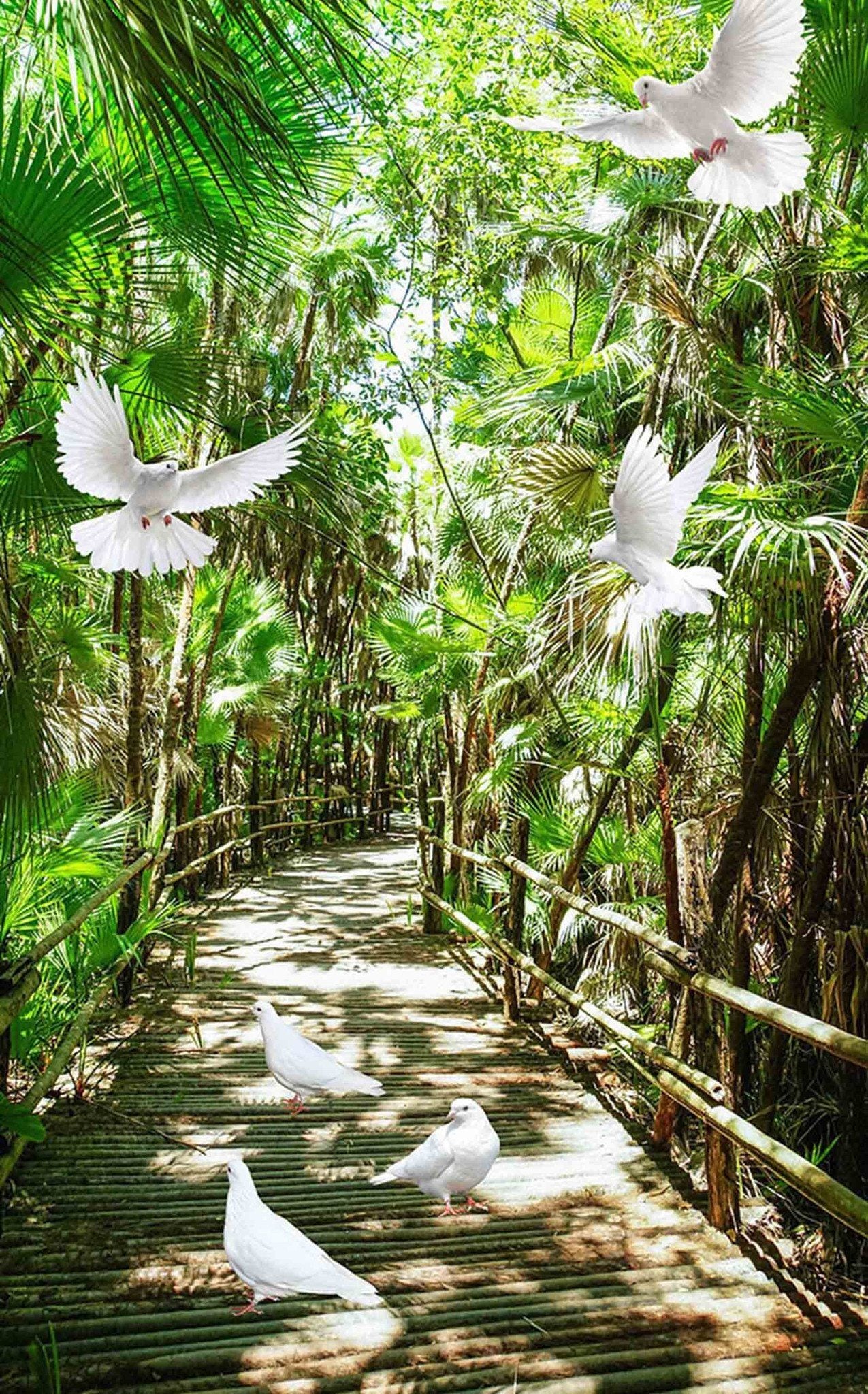 3D Forest Road Birds 70 Door Mural Wallpaper AJ Wallpaper 