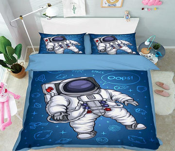 3D Astronaut Cartoon 005 Bed Pillowcases Quilt Wallpaper AJ Wallpaper 